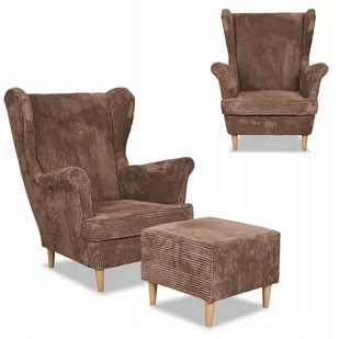 Fotel uszak z podnóżkiem Bonito sztruks brąz - Fotele - miniaturka - grafika 1