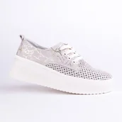 Półbuty damskie - Półbuty damskie sportowe GOODIN GD-XF-240 ażurowe skóra lekkie złote 39 - miniaturka - grafika 1