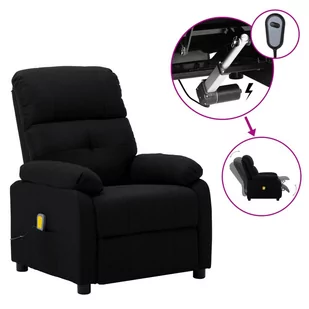 vidaXL Lumarko Elektryczny fotel masujący, rozkładany, czarny, obity tkaniną! 3073814 - Fotele - miniaturka - grafika 1