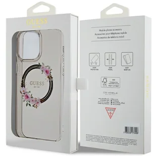 Guess GUHMP15XHFWFCK iPhone 15 Pro Max 6.7" czarny/black hardcase IML Flowers Wreatch MagSafe - Etui i futerały do telefonów - miniaturka - grafika 8