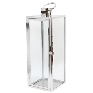 Latarnia na świece Barcelona XL srebrna 70 x 22 cm - Lampiony i znicze - miniaturka - grafika 1