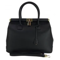 Torebki damskie - Duży kufer- torba kłódka A4 Włoska Vera Pelle , Czarna AL35N - miniaturka - grafika 1