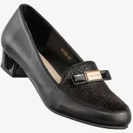 Czółenka - Czółenka Damskie Ekoskóra Buty Na Niskim Obcasie Czarne Sergio Leone 1013B Czarny 41 - miniaturka - grafika 1