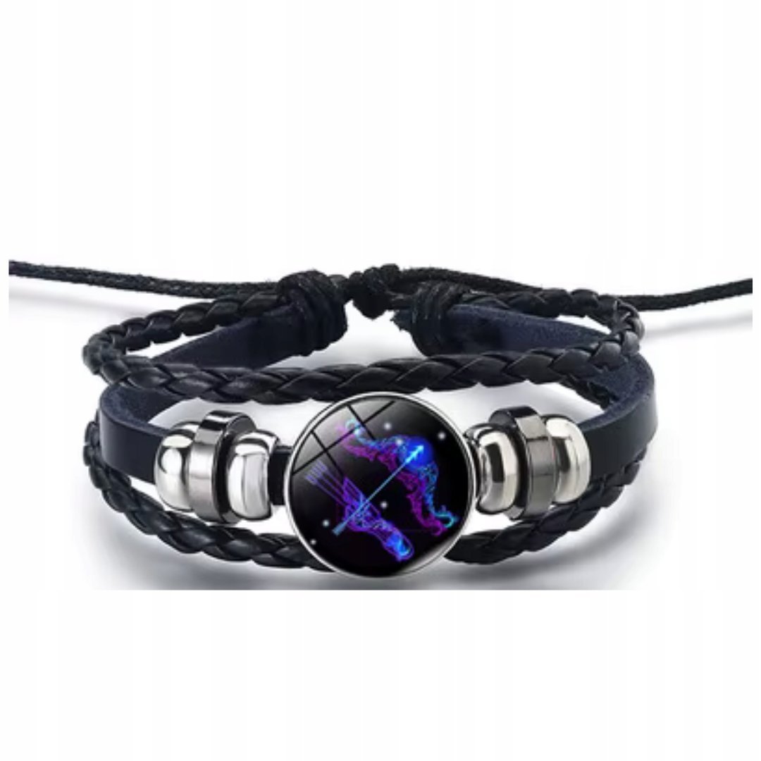 Zodiakalna Bransoletka Strzelec Pleciona Regulowana Biżuteria Unisex