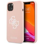 Etui i futerały do telefonów - Guess GUHCP13SLS4GWPI iPhone 13 mini 5,4" różowy/pink hard case Silicone 4G Logo GUE001737-0 - miniaturka - grafika 1