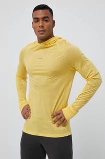 Bluzy męskie - Icebreaker bluza sportowa Cool-Lite Merino kolor żółty z kapturem gładka - grafika 1