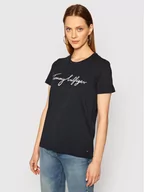 Koszulki i topy damskie - Tommy Hilfiger T-Shirt Heritage Graphic Tee WW0WW24967 Granatowy Regular Fit - miniaturka - grafika 1