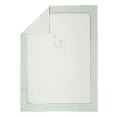 Koce i narzuty dla dzieci - Kocyk dziecięcy 100x135 MILA, ZOE i LANA kremowy miętowy kwiaty dwustronny Nattou - miniaturka - grafika 1