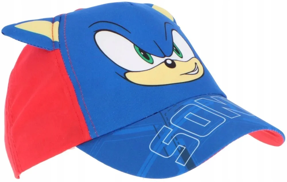 Czapka z daszkiem dla dzieci Jeż Sonic z uszami 3D Rozmiar 52 cm