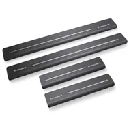 Nakładki progowe - Nakładki progowe do Volkswagen Polo IV 9N 2001-2008 Hatchback 5-drzwiowy - One Line,Czarno-biała satyna - miniaturka - grafika 1