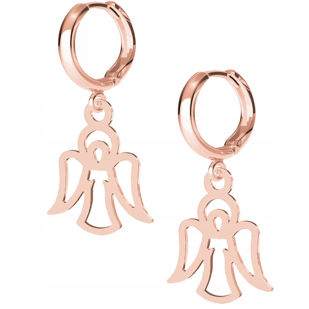 Kolczyki Anioł Aniołek różowe złoto 925