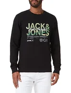 Bluzy męskie - JACK & JONES Męska bluza Jcowater Crew Neck Sweat, czarny, XL - miniaturka - grafika 1