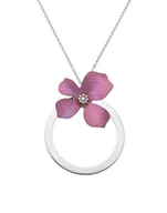 Naszyjniki - Naszyjnik srebrny z fioletowym tytanowym kwiatem - miniaturka - grafika 1