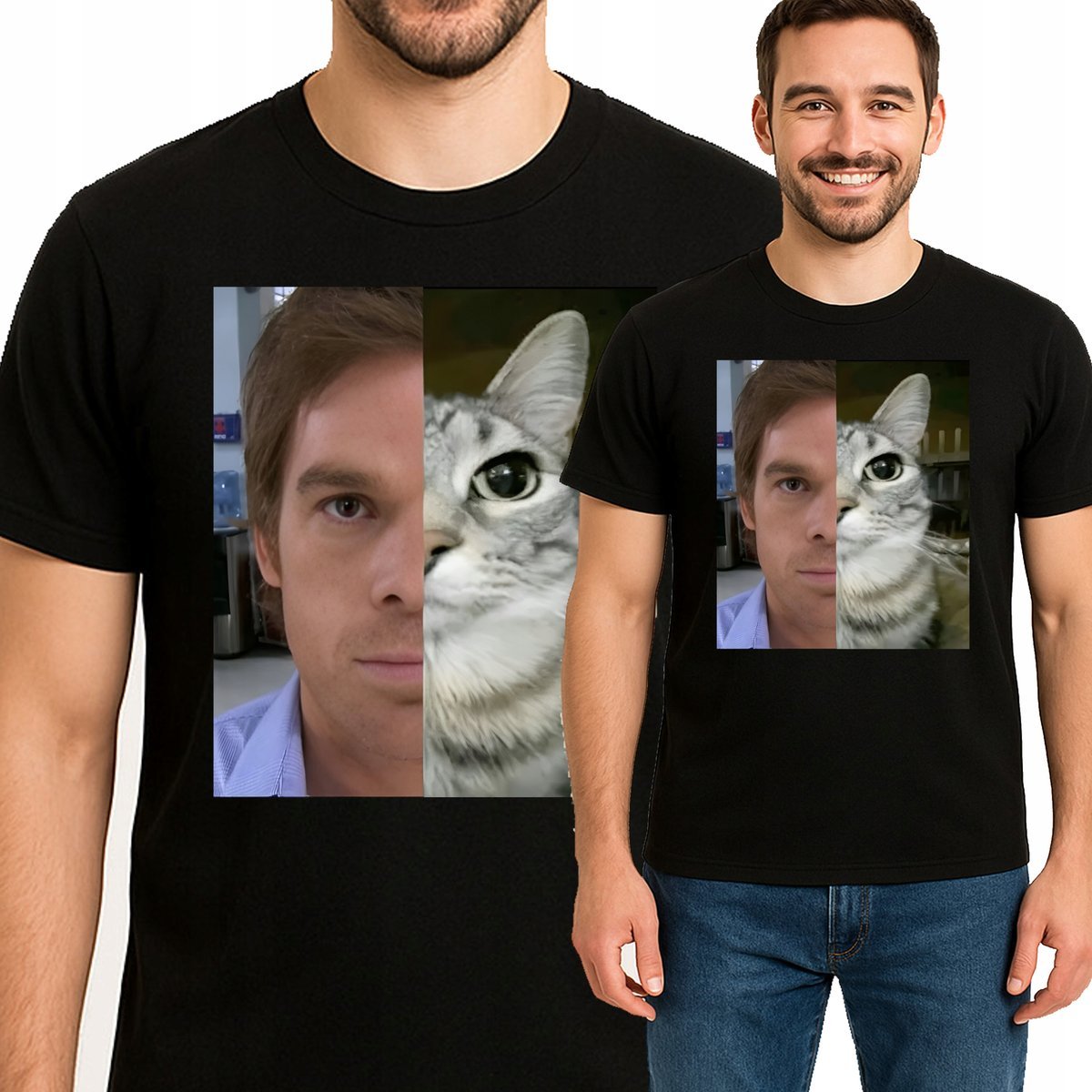 KOSZULKA DEXTER MORGAN MĘSKA CAT MEME KOT JAKOŚĆ PREMIUM S 3556 CZARNA