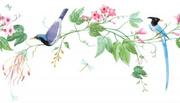 Fototapety - zenina Fototapeta Ptaki ptak, rajskich ptaków, ważka, motyl, różowy - miniaturka - grafika 1