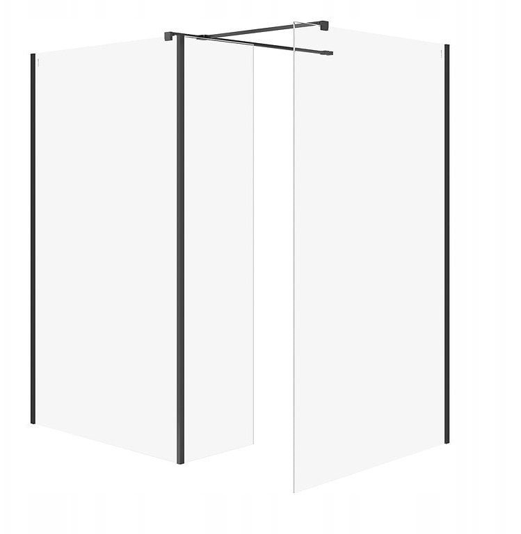 Cersanit kabiny walk-in SET B803: Kabina walk-in MILLE ścianka stała czarny 100x90x30x200 S601-190