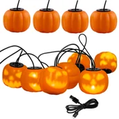 Girlandy - Girlanda Lampki Dynie Świecące 8 Led Wiszące Dekoracja Upiorna Halloween - miniaturka - grafika 1