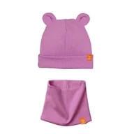 Czapki dla dzieci - Komplet Czapka MISIACZKA z kominem - jagodowy - miniaturka - grafika 1