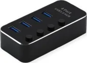 Huby USB - HUB USB Roline Koncentrator USB 3.2 Gen 1 do notebooków ROLINE, 4 porty, indywidualnie przełączane, czarny 14.02.5056 - miniaturka - grafika 1