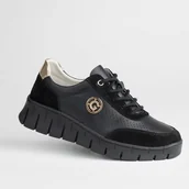 Półbuty damskie - Półbuty damskie buty GOODIN GD-XF-180 czarny skóra naturalna ażurek 40 - miniaturka - grafika 1