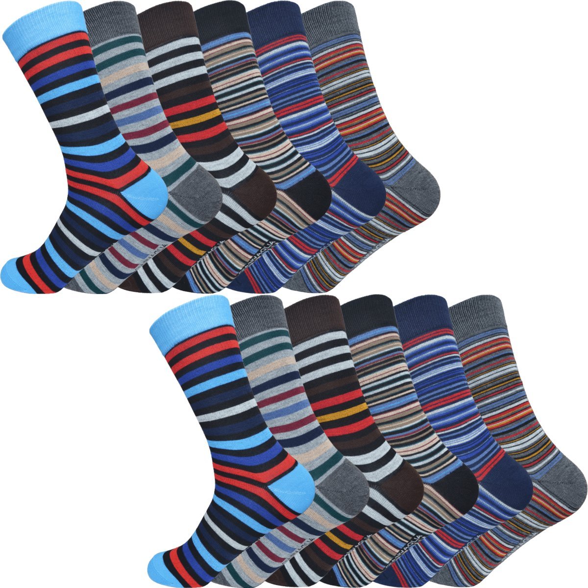 Skarpety męskie bawełniane 6 par w kolorowe paski 39/42 skarpetki w paski