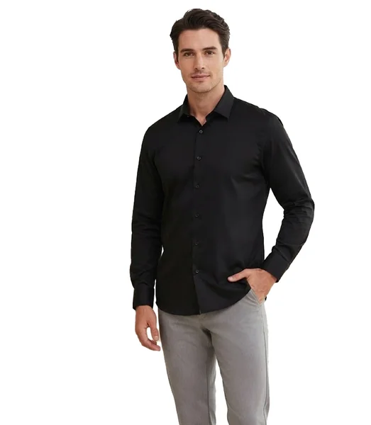 Męska koszula z bawełną klasyczna elegancka SLIM FIT 188-194cm