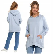 Bluzy damskie - LUŹNA BLUZA DAMSKA DRESOWA OVERSIZE PRZEZ GŁOWĘ Z KAPTUREM MORAJ - 3XL - miniaturka - grafika 1