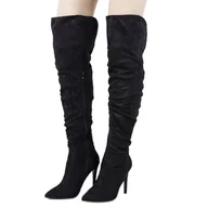 Kozaki damskie - Czarne muszkieterki na szpilce Armenta - ButyModne - miniaturka - grafika 1