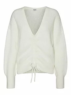 Noisy May Damski sweter z dzianiny Nmgitte L/S Rouching, Śnieżnobiały, M - Swetry damskie - miniaturka - grafika 1