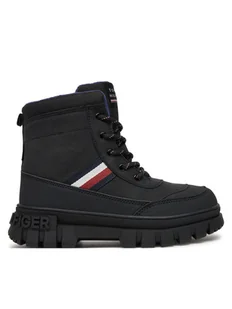 Tommy Hilfiger Trapery Stripes Fur Boot T3X5-33713-1487 S Czarny - Buty dla chłopców - miniaturka - grafika 1
