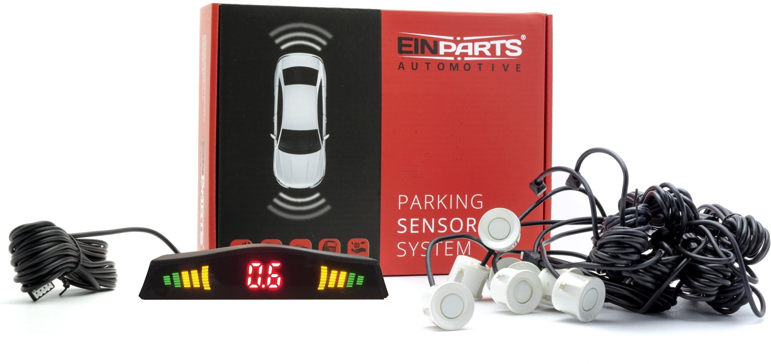 Einparts Automotive EINPARTS ZESTAW CZUJNIKÓW PARKOWANIA 8 SENSORY DO PRZÓD TYŁ Z WYŚWIETLACZEM