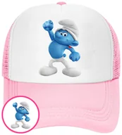 Czapki i chusty sportowe męskie - CZAPKA Z DASZKIEM SMERFY DLA DZIECI SIATKA RÓŻOWA BEJSBOLÓWKA - miniaturka - grafika 1