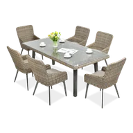 Meble ogrodowe - Zestaw MEBLI Ogrodowych Jadalnianych Technorattan MILANO STÓŁ 200cm Krzesło - miniaturka - grafika 1