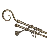 Karnisze - Karnisz podwójny 16 mm złoty antyk II 200 cm Hak żabka - miniaturka - grafika 1