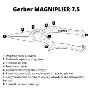 Wielofunkcyjne szczypce wędkarskie Gerber Magniplier 7,5" - onyx - Multitools - miniaturka - grafika 4