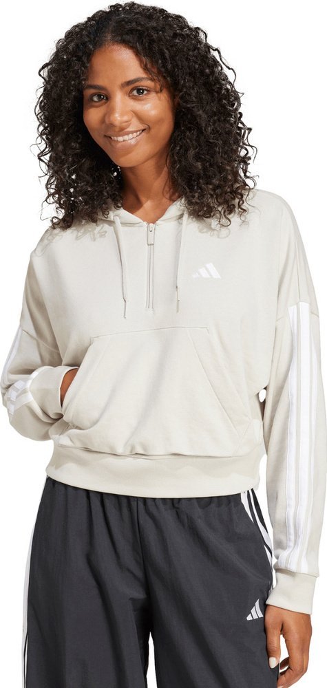 Adidas Bluza damska adidas Essentials 3-Stripes French Terry Quarter-Zip Hoodie beżowa JN1958 2XL