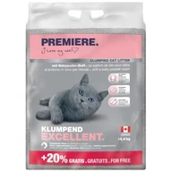 Żwirek dla kotów - PREMIERE Excellent Puder dla niemowląt Żwirek zbrylający 12 kg + 2,4 kg gratis - miniaturka - grafika 1