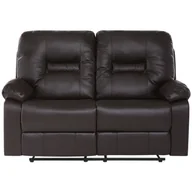 Sofy i kanapy - Beliani Sofa skóra ekologiczna dwuosobowa brązowa rozkładana BERGEN brązowy - miniaturka - grafika 1