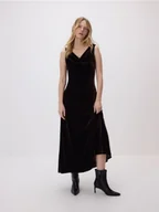 Sukienki - Reserved - Welurowa sukienka - ciemnobrązowy - miniaturka - grafika 1