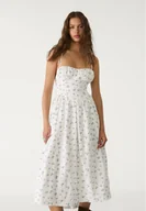 Sukienki - Stradivarius Długa sukienka we wzory Ecru L - miniaturka - grafika 1