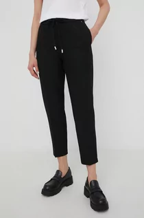 Spodnie damskie - BOSS spodnie damskie kolor czarny proste high waist - - grafika 1