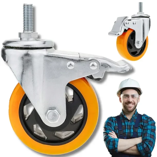 Kółko OBROTOWE z Hamulcem 100mm do 460kg TRZPIEŃ GWINT M12X30mm 1szt MOCNE