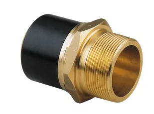 Adapter PE-mosiądz z gwintem zewnętrznym GZ, DN40X1 1/4" PE100, SDR11, PN10 gaz/PN16 woda, do montażu z elektromufą lub elektroredukcją - Łączniki, trójniki, kształtki - miniaturka - grafika 1