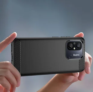 Carbon Case etui do Xiaomi Redmi 11A / Poco C55 / Redmi 12C elastyczny silikonowy karbonowy pokrowiec czarne - Etui i futerały do telefonów - miniaturka - grafika 4