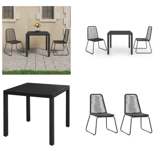 vidaXL 3-częściowy ogrodowy zestaw jadalniany PVC rattan czarny - Zestaw mebli ogrodowych - Zestawy mebli ogrodowych - Stół i krzesła ogrodowe - Stoły i krzesła ogrodowe - Meble ogrodowe - miniaturka - grafika 1