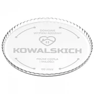 Tace i patery - Patera szklana na ciasto bez nóżki grawer dla pary - miniaturka - grafika 1