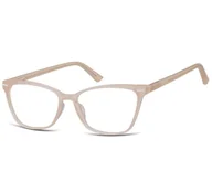 Okulary korekcyjne, oprawki, szkła - Damskie okulary optyczne zerówki kocie oczy Sunoptic CP118F mleczny beżowy - miniaturka - grafika 1