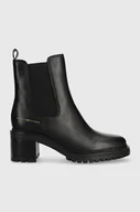 Botki damskie - Tommy Hilfiger sztyblety skórzane ESSENTIAL MIDHEEL LEATHER BOOTIE damskie kolor czarny na słupku FW0FW07523 - miniaturka - grafika 1