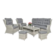 Meble ogrodowe - Meble technorattanowe TRIVENTO 3 + PUFY White Grey - Focus Garden - miniaturka - grafika 1