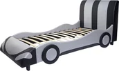 Łóżka dla dzieci i młodzieży - Łóżko HWC-E14, łóżko dziecięce dla chłopca, łóżko młodzieżowe, stelaż z listew z imitacji skóry 190x100cm ~ czarno-srebrny - miniaturka - grafika 1